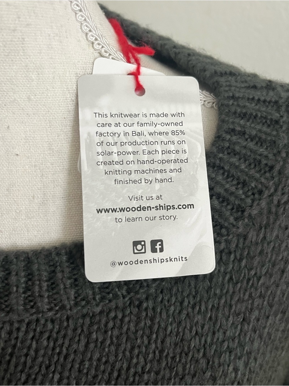 Wooden Ships Charcoal Knit Sweater with Pink Script Witch - Picture 6 of 6